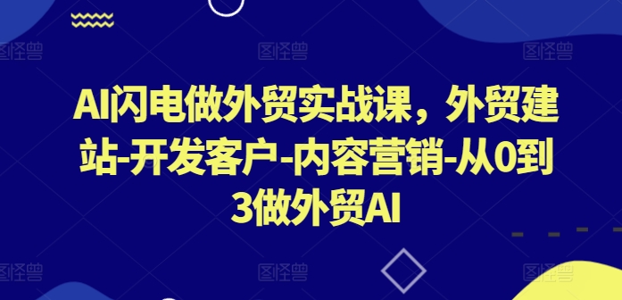 AI闪电做外贸实战课，​外贸建站-开发客户-内容营销-从0到3做外贸AI(更新)-搞薯条网