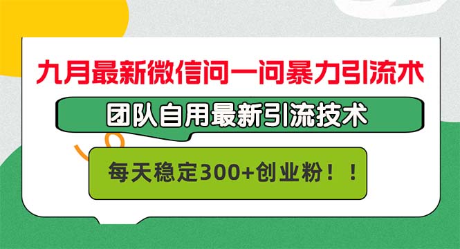 九月最新微信问一问暴力引流术，团队自用引流术，每天稳定300+创...-搞薯条网