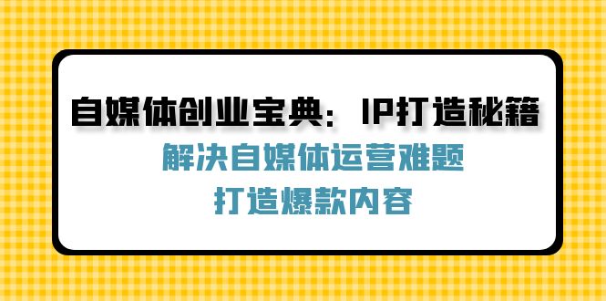自媒体创业宝典：IP打造秘籍：解决自媒体运营难题，打造爆款内容-搞薯条网
