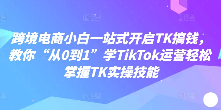 跨境电商小白一站式开启TK搞钱，教你“从0到1”学TikTok运营轻松掌握TK实操技能-搞薯条网