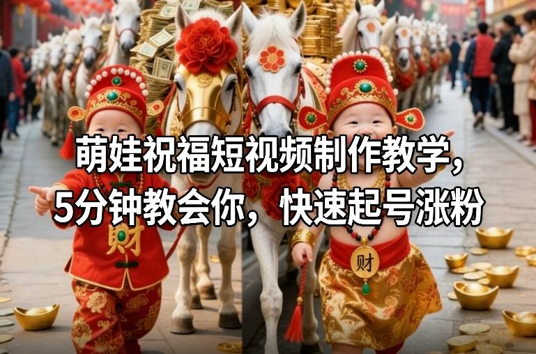 萌娃祝福短视频制作教学，5分钟教会你，快速起号涨粉-搞薯条网