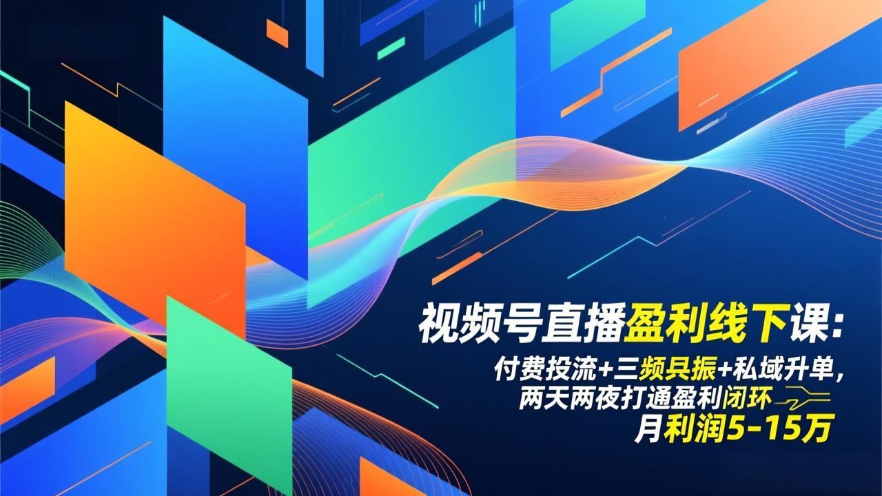 视频号直播盈利线下课：付费投流+三频共振+私域升单，两天两夜打通盈利闭环，月利润5-15万-搞薯条网