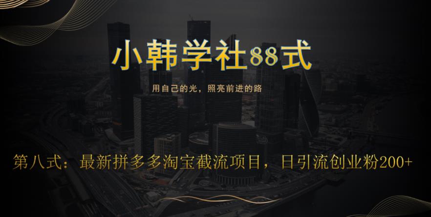 小韩学社88式第八式：最新拼多多淘宝截流骚操作，轻松日引流200+-搞薯条网