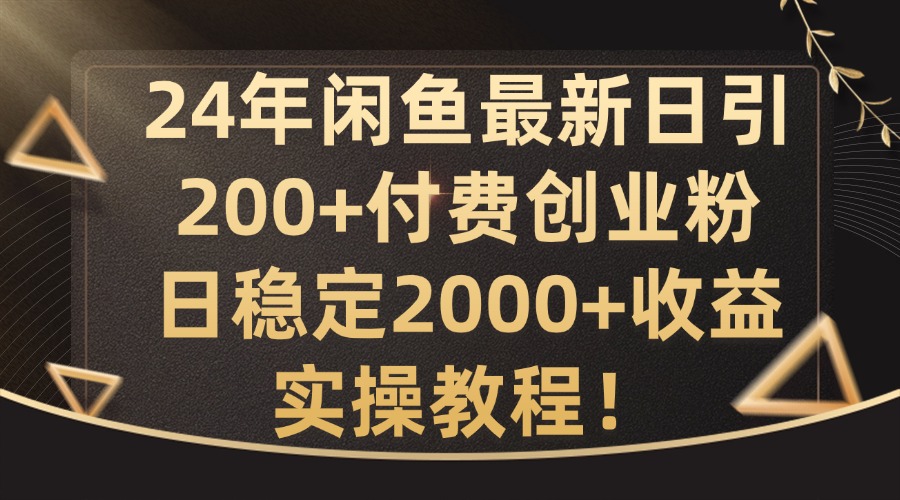 24年闲鱼最新日引200+付费创业粉日稳2000+收益，实操教程【揭秘】-搞薯条网