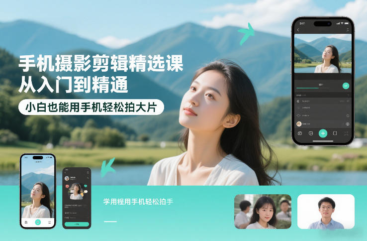 手机摄影剪辑精选课，从入门到精通，小白也能用手机轻松拍大片-搞薯条网