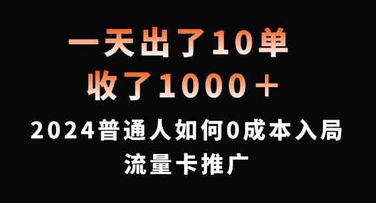 一天出了10单，收了1000+，2024普通人如何0成本入局流量卡推广【揭秘】-搞薯条网-搞薯条网