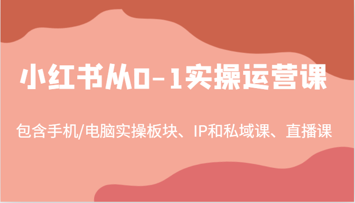 小红书从0-1实操运营课，包含手机/电脑实操板块、IP和私域课、直播课(97节)-搞薯条网