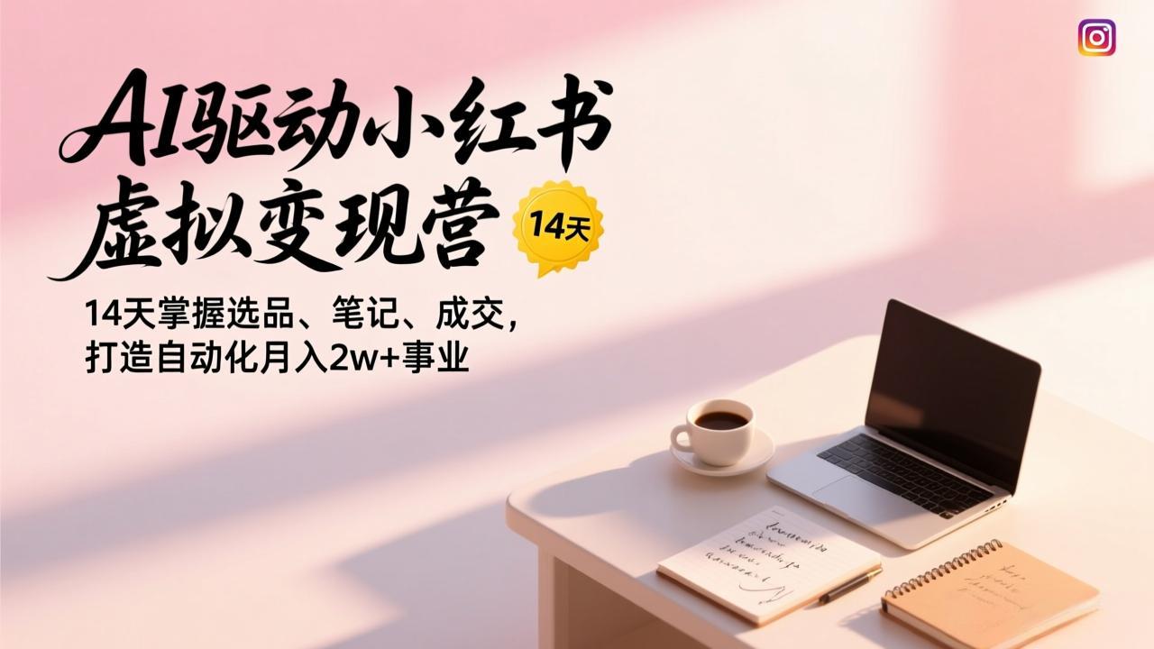 AI驱动小红书虚拟变现营，14天掌握选品、笔记、成交，打造自动化月入2w+事业-搞薯条网