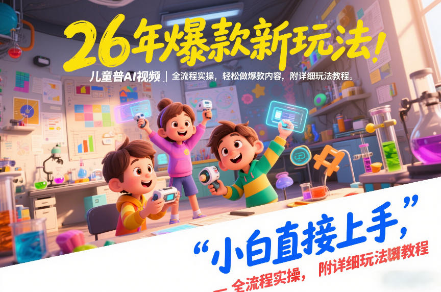 26年爆款新玩法，儿童科普AI视频，全流程实操，轻松做爆款内容，小白直接上手，附详细玩法教程-搞薯条网