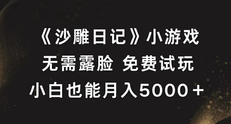 《沙雕日记》小游戏，无需露脸免费试玩，小白也能月入5000+【揭秘】-搞薯条网