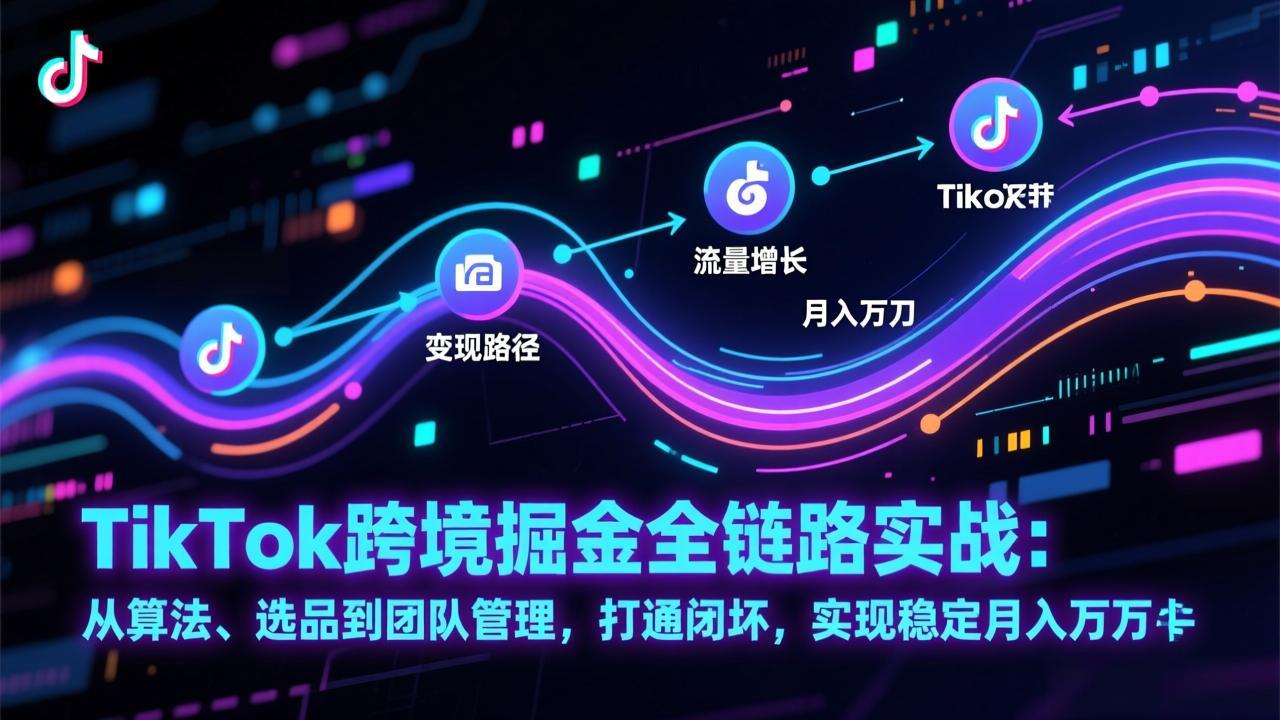 TikTok跨境掘金全链路实战：从算法、选品到团队管理，打通闭环，实现稳定月入万刀-搞薯条网