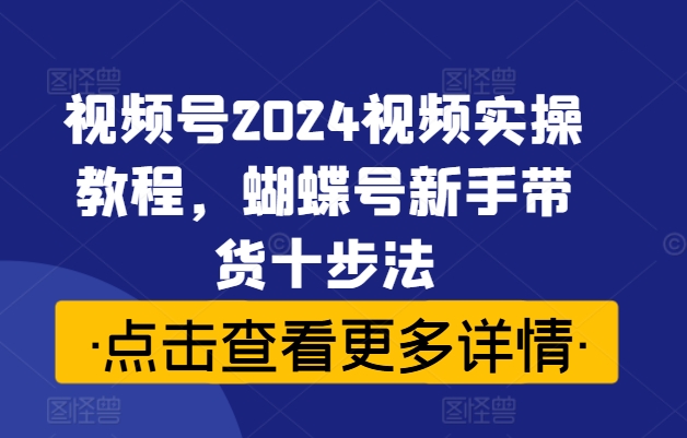 视频号2024视频实操教程，蝴蝶号新手带货十步法-搞薯条网