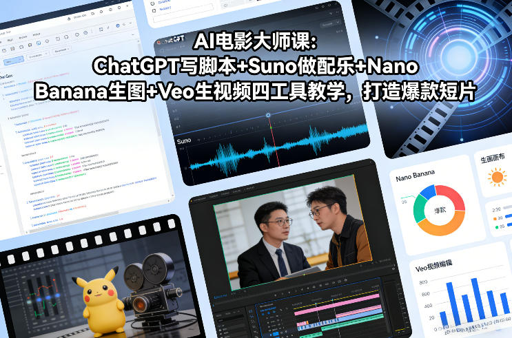 AI电影大师课：ChatGPT写脚本+Suno做配乐+Nano Banana生图+Veo生视频，打造爆款短片-搞薯条网