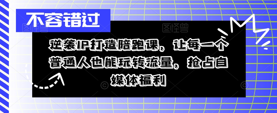 逆袭IP打造陪跑课，让每一个普通人也能玩转流量，抢占自媒体福利-搞薯条网