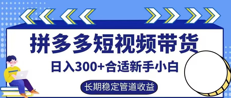 拼多多短视频带货日入300+有长期稳定被动收益，合适新手小白【揭秘】-搞薯条网