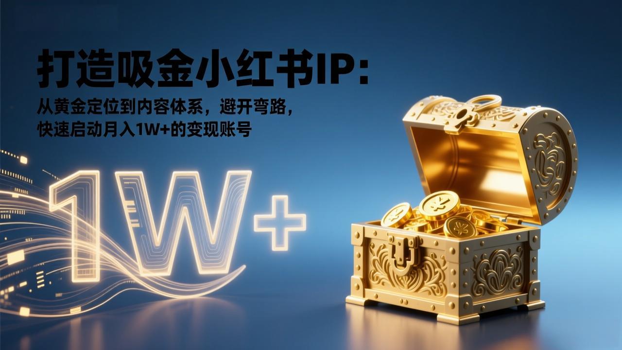 打造吸金小红书IP：从黄金定位到内容体系，避开弯路，快速启动月入1W+的变现账号-搞薯条网