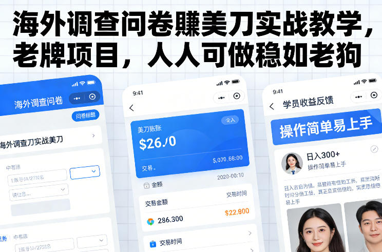 海外调查问卷賺美刀实战教学，老牌项目，人人可做稳如老狗-搞薯条网