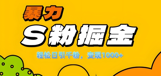 单人单机日引千粉，变现1k+，S粉流量掘金计划攻略【揭秘】-搞薯条网