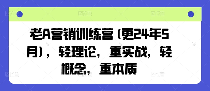 老A营销训练营(更24年8月)，轻理论，重实战，轻概念，重本质-搞薯条网-搞薯条网