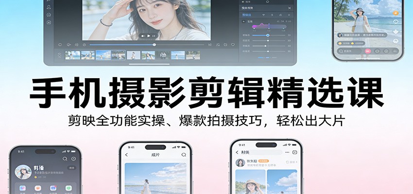 手机摄影剪辑精选课：剪映全功能实操、爆款拍摄技巧，轻松出大片-搞薯条网