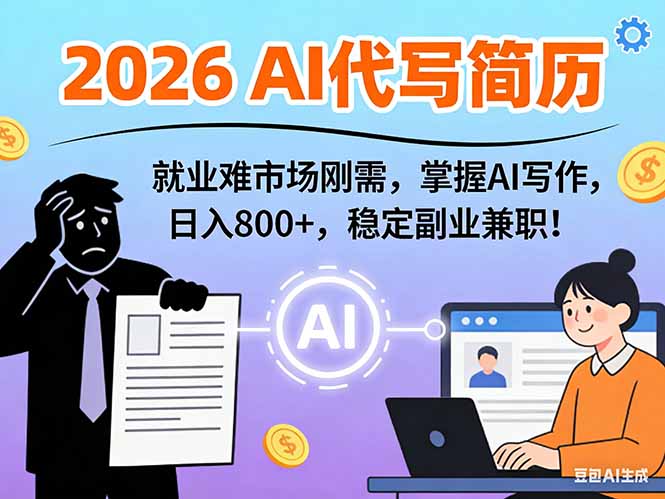 AI代写简历，超暴利，用万能模板月入1-3万实战教程，2026年市场刚需！-搞薯条网