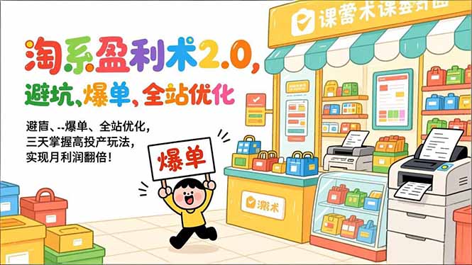 淘系盈利术2.0，避坑、爆单、全站优化，三天掌握高投产玩法，实现月利润翻倍！-搞薯条网