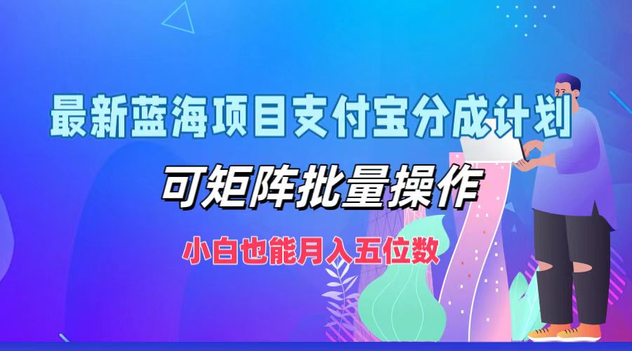 最新蓝海项目支付宝分成计划，可矩阵批量操作，小白也能月入五位数-搞薯条网