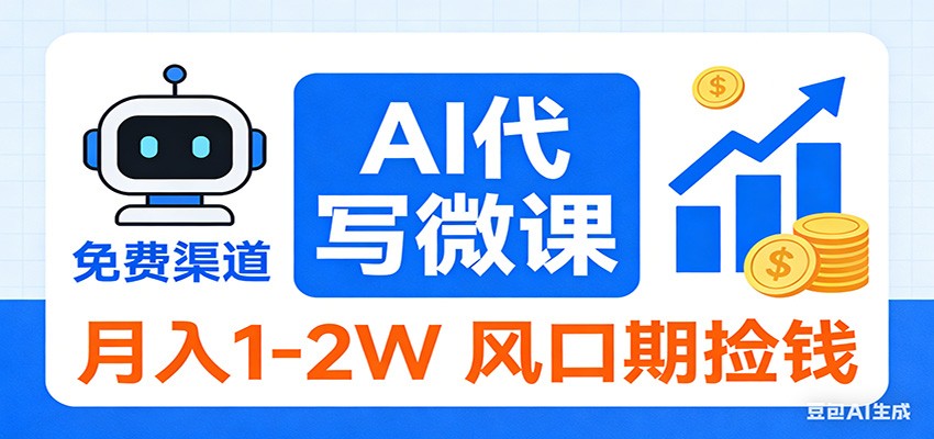 2026告别打工！AI 代写微课，提供免费渠道，月入 1-2W 风口期捡钱-搞薯条网