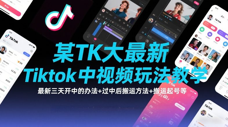 某TK大佬最新Tiktok中视频玩法教学，最新三天开中的办法+过中后搬运方法+搬运起号等-搞薯条网