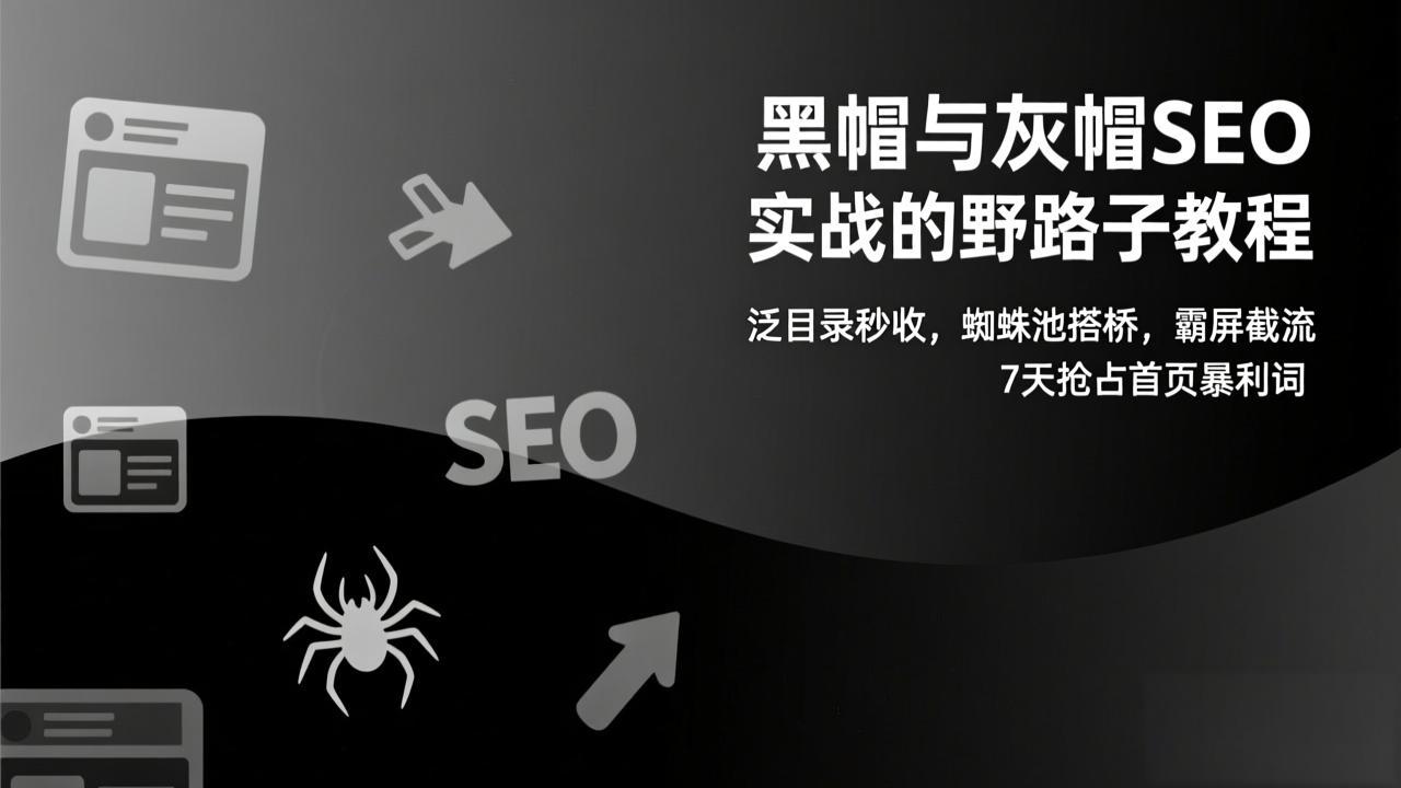 黑帽与灰帽SEO实战的野路子教程：泛目录秒收，蜘蛛池搭桥，霸屏截流，7天抢占首页暴利词-搞薯条网