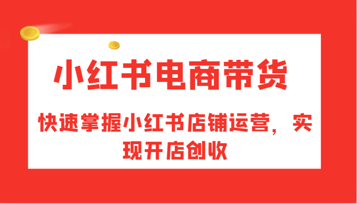 小红书电商带货，快速掌握小红书店铺运营，实现开店创收-搞薯条网-搞薯条网