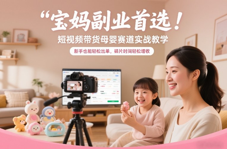 宝妈副业首选！短视频带货母婴赛道实战教学，新手也能轻松出单，碎片时间轻松增收-搞薯条网
