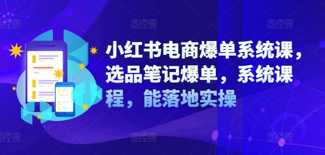 小红书电商爆单系统课，选品笔记爆单，系统课程，能落地实操-搞薯条网