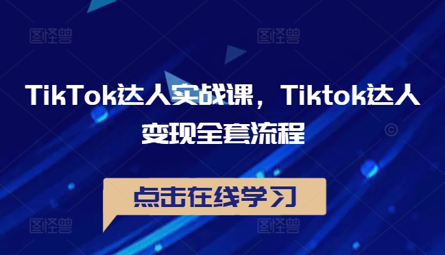TikTok达人实战课，Tiktok达人变现全套流程-搞薯条网