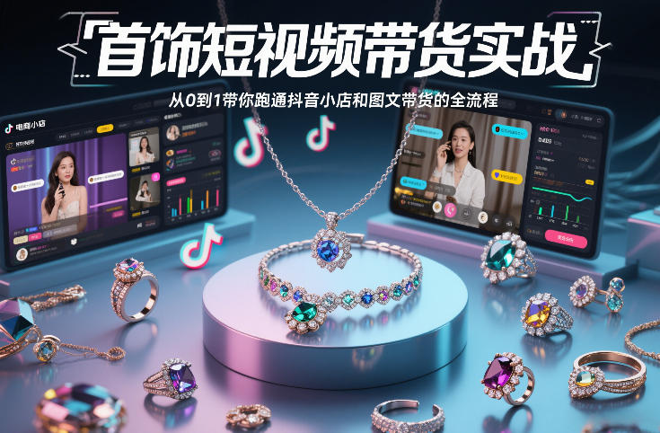 首饰短视频带货实战，从0到1带你跑通抖音小店和图文带货的全流程-搞薯条网