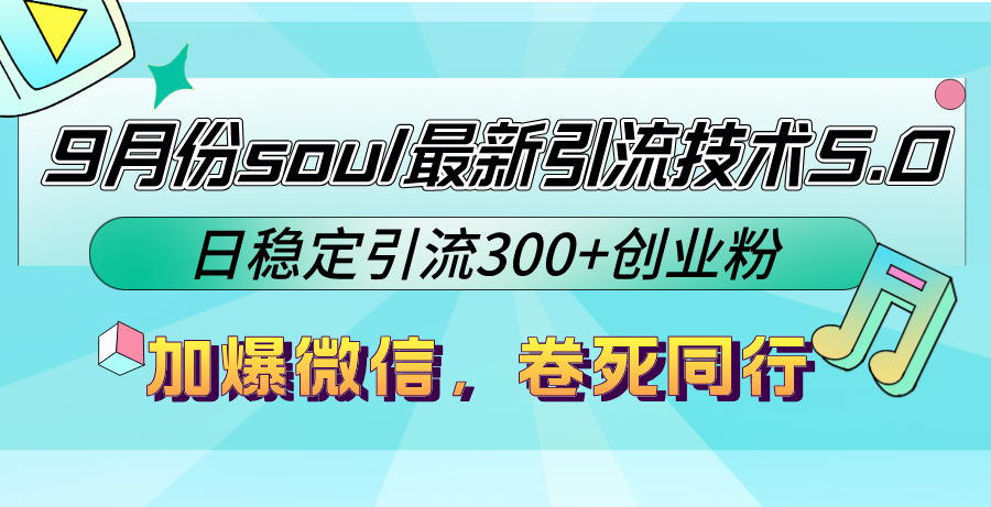 9月份soul最新引流技术5.0，日稳定引流300+创业粉，加爆微信，卷死同行-搞薯条网